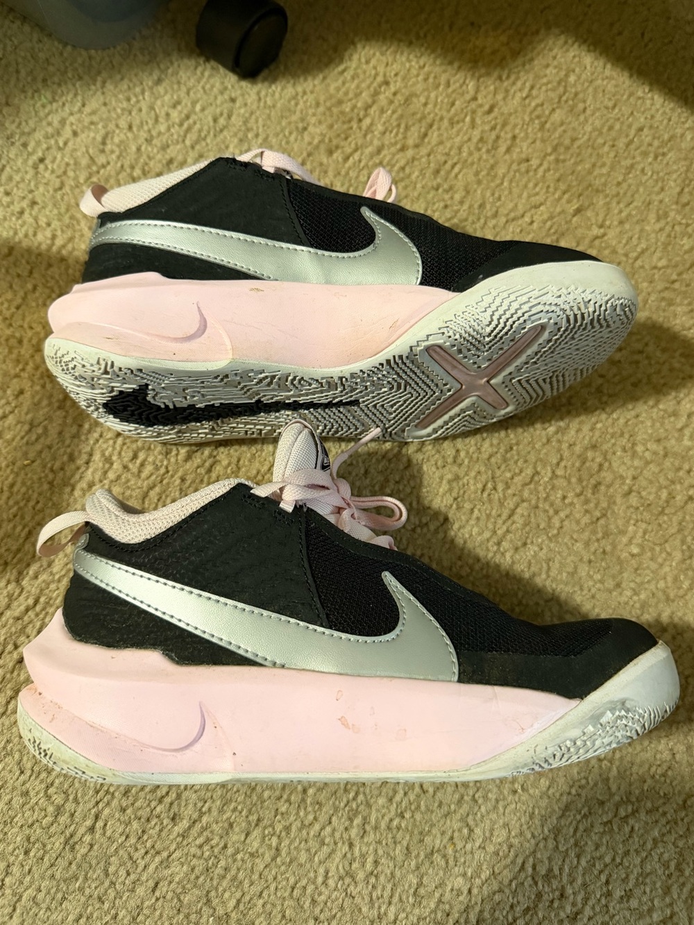 Nike Kids Black with Light Pink and Silver Swoosh Sneakers